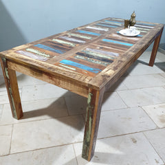 Indian Furniture Nirvana Reclaimed Farmhouse Garden Dining Table 240x100x75 cm Indian Furniture Nirvana Reclaimed Farmhouse Garden Dining Table 240x100x75 cm