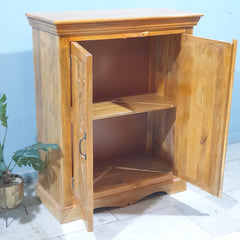 Indian Hand Carved Solid Wood Cabinet Honey Brown 90x40x110 cm Indian Hand Carved Solid Wood Cabinet Honey Brown 90x40x110 cm