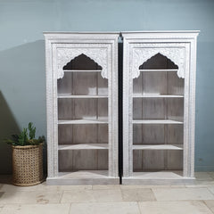 Rajasthan Handcarved Indian Furniture Wooden Mehrab Style Bookshelf 100x40x200 Cm Rajasthan Handcarved Indian Furniture Wooden Mehrab Style Bookshelf 100x40x200 Cm