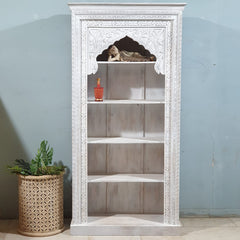 Rajasthan Handcarved Indian Furniture Wooden Mehrab Style Bookshelf 100x40x200 Cm Rajasthan Handcarved Indian Furniture Wooden Mehrab Style Bookshelf 100x40x200 Cm