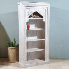 Rajasthan Handcarved Indian Furniture Wooden Mehrab Style Bookshelf 100x40x200 Cm Rajasthan Handcarved Indian Furniture Wooden Mehrab Style Bookshelf 100x40x200 Cm