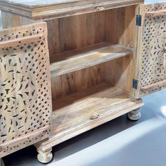 Indian Hand Carved Solid Wooden Cabinet 90x40x90cm Brown 03 Indian Hand Carved Solid Wooden Cabinet 90x40x90cm Brown 03