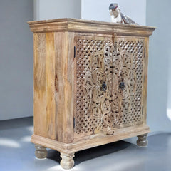 Indian Hand Carved Solid Wooden Cabinet 90x40x90cm Brown 03 Indian Hand Carved Solid Wooden Cabinet 90x40x90cm Brown 03