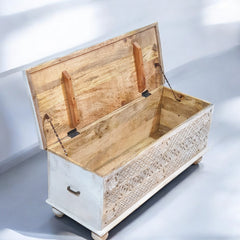 Handmade Indian Furniture Solid Hard Wood Carved Blanket Box Brown Handmade Indian Furniture Solid Hard Wood Carved Blanket Box Brown
