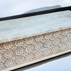 Handmade Indian Furniture Solid Hard Wood Carved Blanket Box Whitewash Handmade Indian Furniture Solid Hard Wood Carved Blanket Box Whitewash