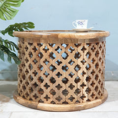 Bristol Carved Round Coffee Table Natural 60x60x40 cm Bristol Carved Round Coffee Table Natural 60x60x40 cm