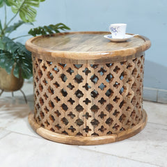 Bristol Carved Round Coffee Table Natural 60x60x40 cm Bristol Carved Round Coffee Table Natural 60x60x40 cm