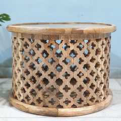 Bristol Carved Round Coffee Table Natural 60x60x40 cm Bristol Carved Round Coffee Table Natural 60x60x40 cm
