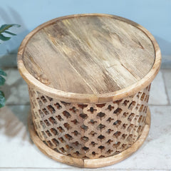 Bristol Carved Round Coffee Table Natural 60x60x40 cm Bristol Carved Round Coffee Table Natural 60x60x40 cm