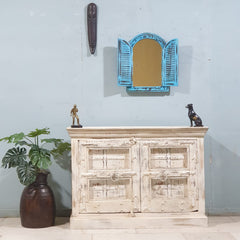 Indian antique Doors Cabinet / Vanity Whitewash 122X45X85 Cm Indian antique Doors Cabinet / Vanity Whitewash 122X45X85 Cm