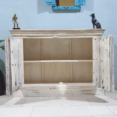 Indian antique Doors Cabinet / Vanity Whitewash 122X45X85 Cm Indian antique Doors Cabinet / Vanity Whitewash 122X45X85 Cm