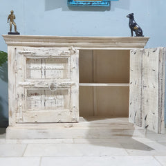 Indian antique Doors Cabinet / Vanity Whitewash 122X45X85 Cm Indian antique Doors Cabinet / Vanity Whitewash 122X45X85 Cm