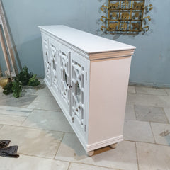 French Arched Hand Carved Wooden Buffet Sideboard 180x40x100 CM White French Arched Hand Carved Wooden Buffet Sideboard 180x40x100 CM White