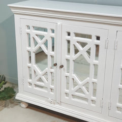 French Arched Hand Carved Wooden Buffet Sideboard 180x40x100 CM White French Arched Hand Carved Wooden Buffet Sideboard 180x40x100 CM White