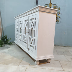 French Arched Hand Carved Wooden Buffet Sideboard 180x40x100 CM White French Arched Hand Carved Wooden Buffet Sideboard 180x40x100 CM White