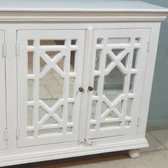 French Arched Hand Carved Wooden Buffet Sideboard 180x40x100 CM White French Arched Hand Carved Wooden Buffet Sideboard 180x40x100 CM White