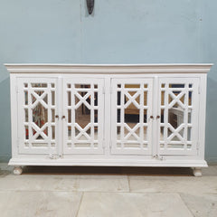 French Arched Hand Carved Wooden Buffet Sideboard 180x40x100 CM White French Arched Hand Carved Wooden Buffet Sideboard 180x40x100 CM White