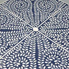 Bone Inlay Round Coffee Table With Brass Base Blue Floral Pattern Modern 100x100x40cm Bone Inlay Round Coffee Table With Brass Base Blue Floral Pattern Modern 100x100x40cm