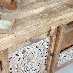 Indian Hand Carved Solid Wood Tv Unit 144X40X60 Cm Natural Indian Hand Carved Solid Wood Tv Unit 144X40X60 Cm Natural
