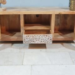 Indian Hand Carved Solid Wood Tv Unit 144X40X60 Cm Natural Indian Hand Carved Solid Wood Tv Unit 144X40X60 Cm Natural