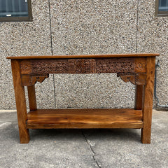 Indian Furniture Solid Hard Wood Carved Console Table Brown Indian Furniture Solid Hard Wood Carved Console Table Brown
