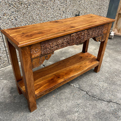 Indian Furniture Solid Hard Wood Carved Console Table Brown Indian Furniture Solid Hard Wood Carved Console Table Brown