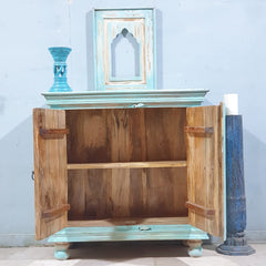 Indian Style Carved Solid Wood Cabinet Buffet Turquoise Indian Style Carved Solid Wood Cabinet Buffet Turquoise