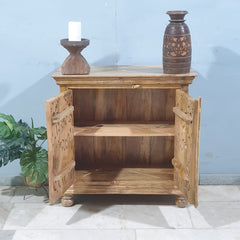 Elephant Carved Door design Solid Wood Cabinet Buffet Brown Elephant Carved Door design Solid Wood Cabinet Buffet Brown