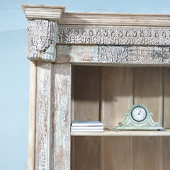 Antique Vintage Hand Carved Solid Wood Bookshelf 161X47X231 Cm Bleach Antique Vintage Hand Carved Solid Wood Bookshelf 161X47X231 Cm Bleach