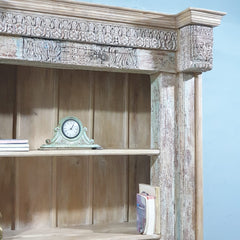 Antique Vintage Hand Carved Solid Wood Bookshelf 161X47X231 Cm Bleach Antique Vintage Hand Carved Solid Wood Bookshelf 161X47X231 Cm Bleach