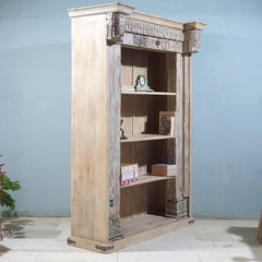 Antique Vintage Hand Carved Solid Wood Bookshelf 161X47X231 Cm Bleach Antique Vintage Hand Carved Solid Wood Bookshelf 161X47X231 Cm Bleach