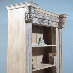 Antique Vintage Hand Carved Solid Wood Bookshelf 161X47X231 Cm Bleach Antique Vintage Hand Carved Solid Wood Bookshelf 161X47X231 Cm Bleach