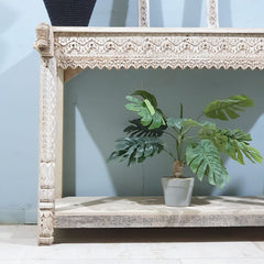 Indian Hand Carved Solid Wood Console Table 130X60X93 Cm Bleach Indian Hand Carved Solid Wood Console Table 130X60X93 Cm Bleach