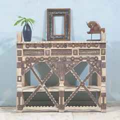 Indian Antique Hand Carved Iron Work Solid Wood Console Table 120X34X95 Cm Bleach Indian Antique Hand Carved Iron Work Solid Wood Console Table 120X34X95 Cm Bleach