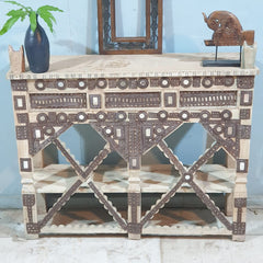 Indian Antique Hand Carved Iron Work Solid Wood Console Table 120X34X95 Cm Bleach Indian Antique Hand Carved Iron Work Solid Wood Console Table 120X34X95 Cm Bleach