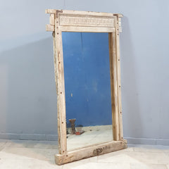 Indian Antique Hand Carved Solid Wood Mirror Frame Bleach Indian Antique Hand Carved Solid Wood Mirror Frame Bleach