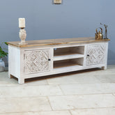 Handmade Indian Furniture Solid Hard Wood TV Unit 160x40x50Cm