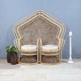 Cane Studio Wicker Double Rattan Bamboo Cane Chair  184 x 79 x 169 cm