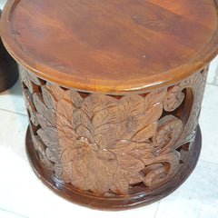 Hand Carved Indian Mango Wood Round Coffee Table 60X60X50CM Hand Carved Indian Mango Wood Round Coffee Table 60X60X50CM