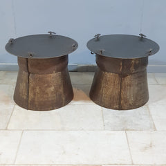 Authentic Vintage Iron Drum Coffee Table Authentic Vintage Iron Drum Coffee Table