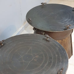 Authentic Vintage Iron Drum Coffee Table Authentic Vintage Iron Drum Coffee Table