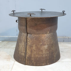 Authentic Vintage Iron Drum Coffee Table Authentic Vintage Iron Drum Coffee Table