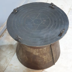 Authentic Vintage Iron Drum Coffee Table Authentic Vintage Iron Drum Coffee Table