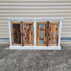 Indian Furniture Handmade Solid Wood White Reclaimed wood 4 Door Sideboard 150x40x90Cm Indian Furniture Handmade Solid Wood White Reclaimed wood 4 Door Sideboard 150x40x90Cm