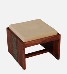 Shanti Surprise Sheesham Wood Nesting Coffee Table Set ( 4 Stools ) In Scratch Resistant Honey Oak Finish With Brass Cladding Shanti Surprise Sheesham Wood Nesting Coffee Table Set ( 4 Stools ) In Scratch Resistant Honey Oak Finish With Brass Cladding