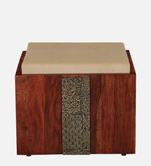 Shanti Surprise Sheesham Wood Nesting Coffee Table Set ( 4 Stools ) In Scratch Resistant Honey Oak Finish With Brass Cladding Shanti Surprise Sheesham Wood Nesting Coffee Table Set ( 4 Stools ) In Scratch Resistant Honey Oak Finish With Brass Cladding