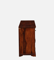 Sheesham Wood Sideboard In Scratch Resistant Honey Oak Finish With Brass Cladding Sheesham Wood Sideboard In Scratch Resistant Honey Oak Finish With Brass Cladding