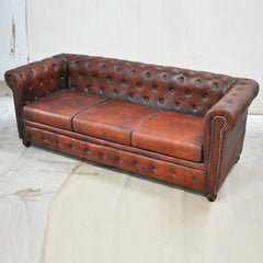 Chesterfield Aged Leather 3 seater sofa Leather Lounge Couch Chesterfield Aged Leather 3 seater sofa Leather Lounge Couch