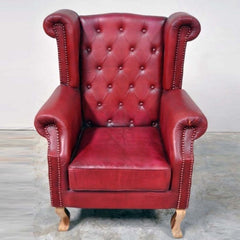 Chesterfield Aged Leather High Back Rest Armchair Chesterfield Aged Leather High Back Rest Armchair