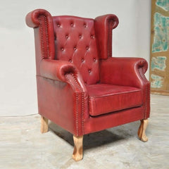 Chesterfield Aged Leather High Back Rest Armchair Chesterfield Aged Leather High Back Rest Armchair